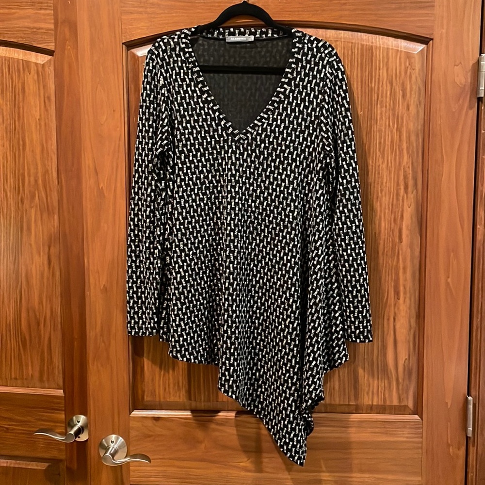ALEMBIKA BLACK STONE STICK PATTERN TUNIC TOP LAGENLOOK SIZE 3 Size 12
